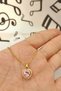 Steel Chain Gold Color Zircon Stone Pink Heart Model Women's Necklace - 3
