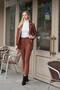 Women's High Waist Ankle-Length Belted Lightweight Lycra Fabric Pants with Side Pockets (Belt Included)-Dark Tan - 2