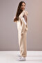 Beige Cargo Pocket Girl's Logo Double Suit 19868 - 7