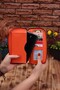 Unisex Leather Portfolio Card Holder Long Wallet with Orange Phone Compartment - 2