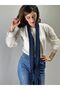130X40 cm Beaded Combed Cotton Soft Women's Scarf Shawl Dark Blue