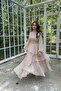 Chiffon Layered Skirt Tulle Sleeve Pleated Dress - 3