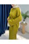 Lace-Up Long Crew Neck Knitwear Dress - 4