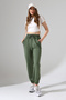 Women's Modal Fabric High Waist Double Pocket Soft Textured Rubber Leg Detailed Sweatpants - 5
