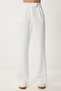 Comfortable Palazzo Pants with Velcro Waist White Lrv0003 - 5