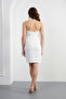 Women's White Pearl Mini Promise Engagement Wedding Evening Dress - 5
