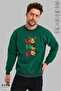 Unisex Grinch Hohoho Christmas Christmas Printed Crew Neck Hoodless Raster Oversize Sweatshirt - 2