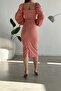 Powder Princess Sleeve Slit Detailed Heart Collar Midi Dress - 5