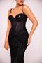 Glop Detailed Black Draped Maxi Dress - Sequin Embroidered - 5