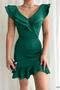 Green Double Flywheel Lady Collar Scuba Fabric Dress - 3