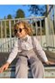 Gray Cotton Harem Salopet Classic Long Sleeve Shirt with Bow Tie - 4