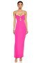 Pink Stretch Fabric Scuba Crepe Fabric Maxi Dress with Slit - 2