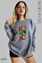 Unisex Grinch Hohoho Christmas Christmas Printed Crew Neck Hoodless Raster Oversize Sweatshirt