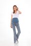 Maternity Stretchy Front Slit Spanish Leg Jeans with Elastic Waistband Blue Snow - 3