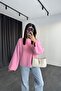 Pink Soft Bearded Yarn Wide Sleeve Detailed Knitwear Sweater - 3