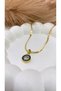 Gold Color Round Zircon Stone Italian Chain Steel Necklace