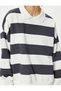 Polo Neck Sweatshirt Oversize Color Block Long Sleeve - 5