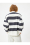 Polo Neck Sweatshirt Oversize Color Block Long Sleeve - 4