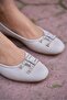 Beige Women's Flat Sole Buckle Ballerinas - 2