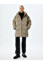 Hooded Long Inflatable Coat Water Repellent with Pockets and Zipper