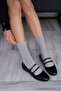 Black Patent Leather Women's Double Belted Ballerinas