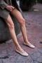 Beige Patent Leather Women's Double Belted Ballerinas