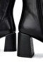 Women's Genuine Leather Black Leather Heeled Boots - 5