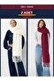 Imported Puffy Soft Textured Women's Scarf Shawl Shoulder Shawl Ecru and Burgundy 2 Pcs
