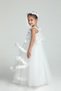 Long Girls' Evening Dress and Party Dress with White Crowned Floral Skirt - 4