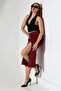 Women's Front Slit Skirt Lycra Midi Length / Women's Midi Length Skirt With Front Slit Lycra