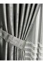 Silver Glitter Gray Color Background Curtain 1/3 Close Pleat - 5