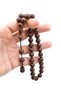 Sphere Cut Large Size Brown Fiber Rosary with System - 4