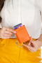 Women's Orange Vegan Leather Aluminum Mechanism Slide Card Holder Wallet (7X10 cm) - 5