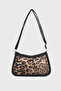 Women's Feathered Black Leopard Print Cross Strap Hand and Shoulder Bag - 5