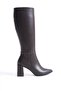 Kalibri Bitter Brown Color Thick Heel Pointed Toe Women's Boots - 4