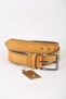 4 cm Mustard Yellow Nubuck Leather Belt - 3