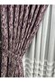 Plum Detailed Rose Dried Floor Background Curtain 1/3 Close Pleat - 5