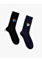 Set of 2 Socks with Geometric Pattern