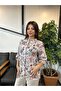 Women's Ecru Scoop Neck Floral Patterned Shirt/Blouse, Women's Shirt