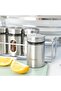 4-piece Spice Jar With Stand Holder, Stainless Steel Spice Jar Shelf, 3-types Pouring Option Lid - 2