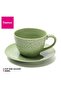 2-Piece Ceramic Cup And Saucer Set Green 260ml