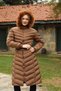 Tan Fur Hooded Long Inflatable Women's Coat 3409 - 2