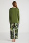 Soft Textured Fabric V-Neck Long Sleeve Women's Pjamas Suit - 2