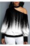 Mokashopin Women's Long Sleeve Single Shoulder Windowlidigital Printed - 2