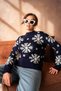 Women's Christmas Themed Soft Textured Long Sleeve Oversize Knitwear Sweater - 4