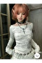 Music Musical Note Tulle Detailed Madonna Collar Harajuku Sweatshirt