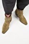 (Neus) Women's Genuine Leather Ring Belted Cowboy Special Tumbled Leather Khaki Boots - 6