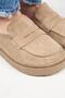 (Ziva) Women's Genuine Leather Loafers Platform Taupe Slippers - 3