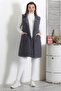 Italian Dark Gray Sleeveless Closure-Free Double Pocket Fur Casual Suede Woven Vest - 3