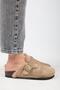{Zeta 2 Fur) Women's Genuine Leather Belted Buckle Sabo Mink Slippers